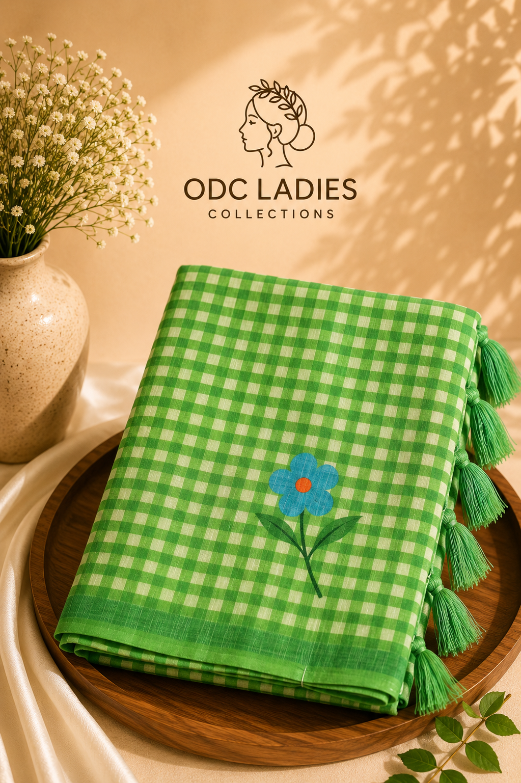 Lenin Cotton Trending Checked Saree | S-110 | ODC Ladies Collections