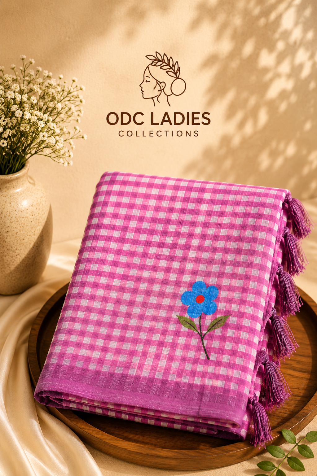 Lenin Cotton Trending Checked Saree | S-110 | ODC Ladies Collections