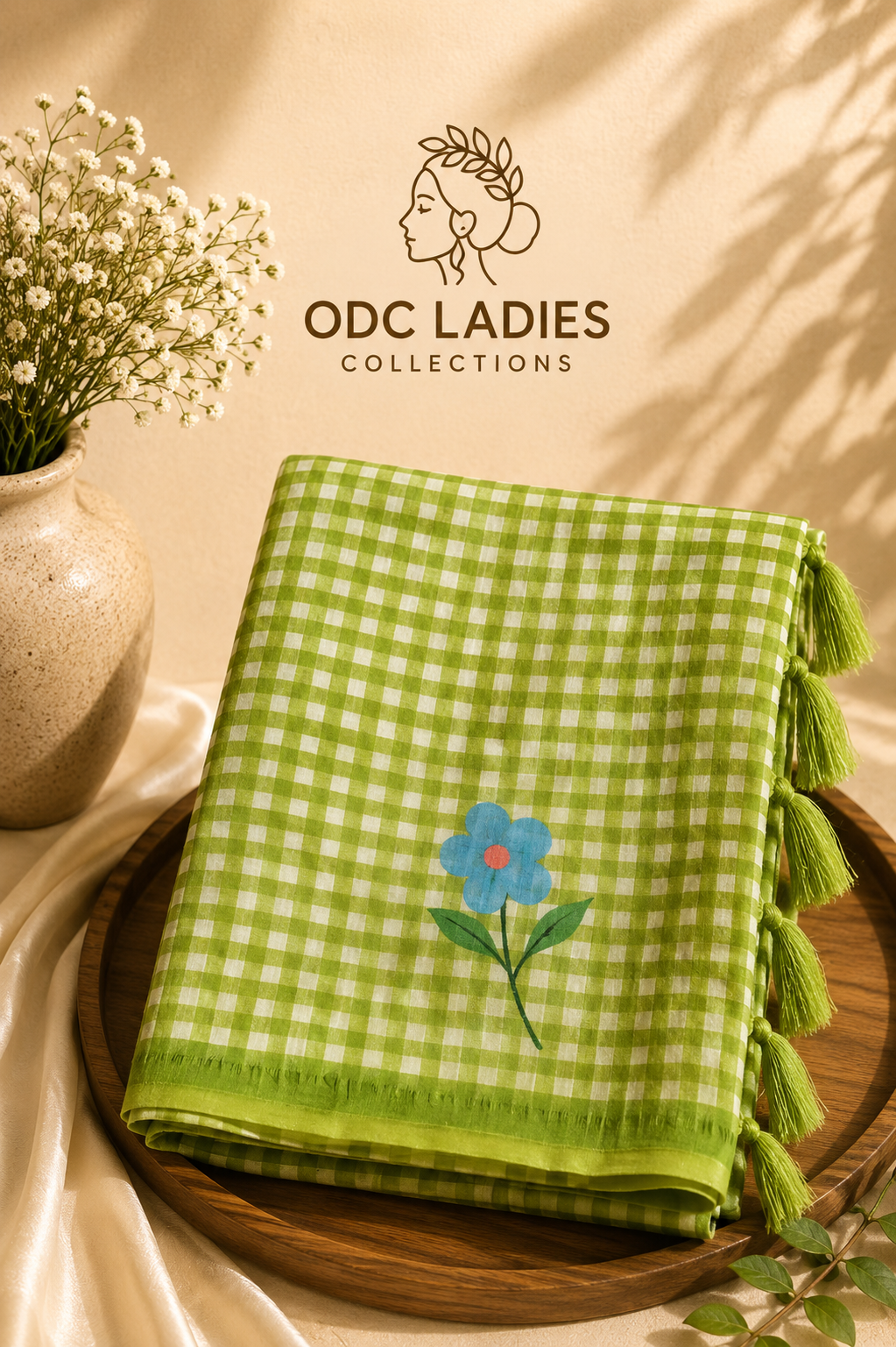 Lenin Cotton Trending Checked Saree | S-110 | ODC Ladies Collections