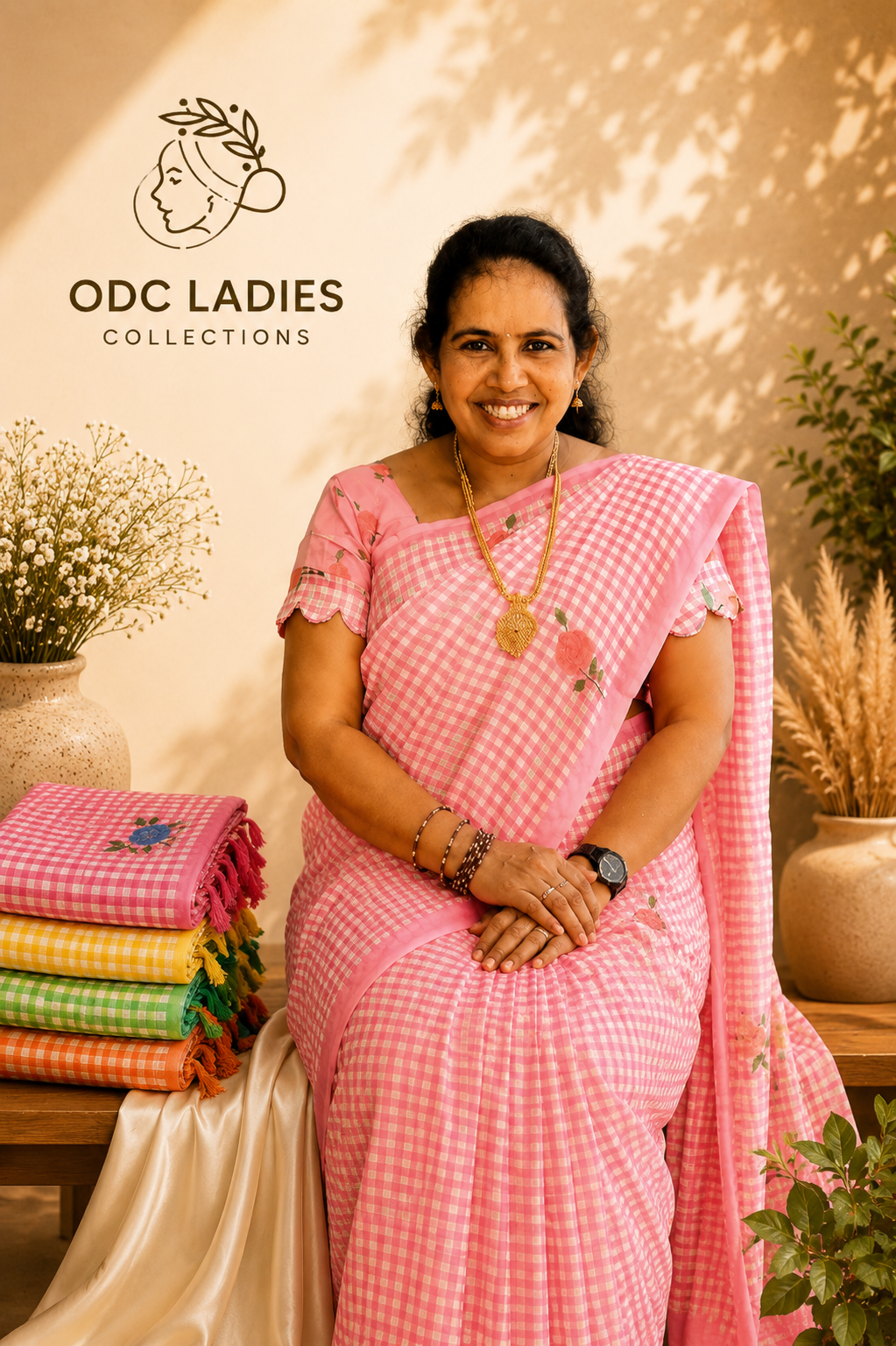 Lenin Cotton Trending Checked Saree | S-110 | ODC Ladies Collections