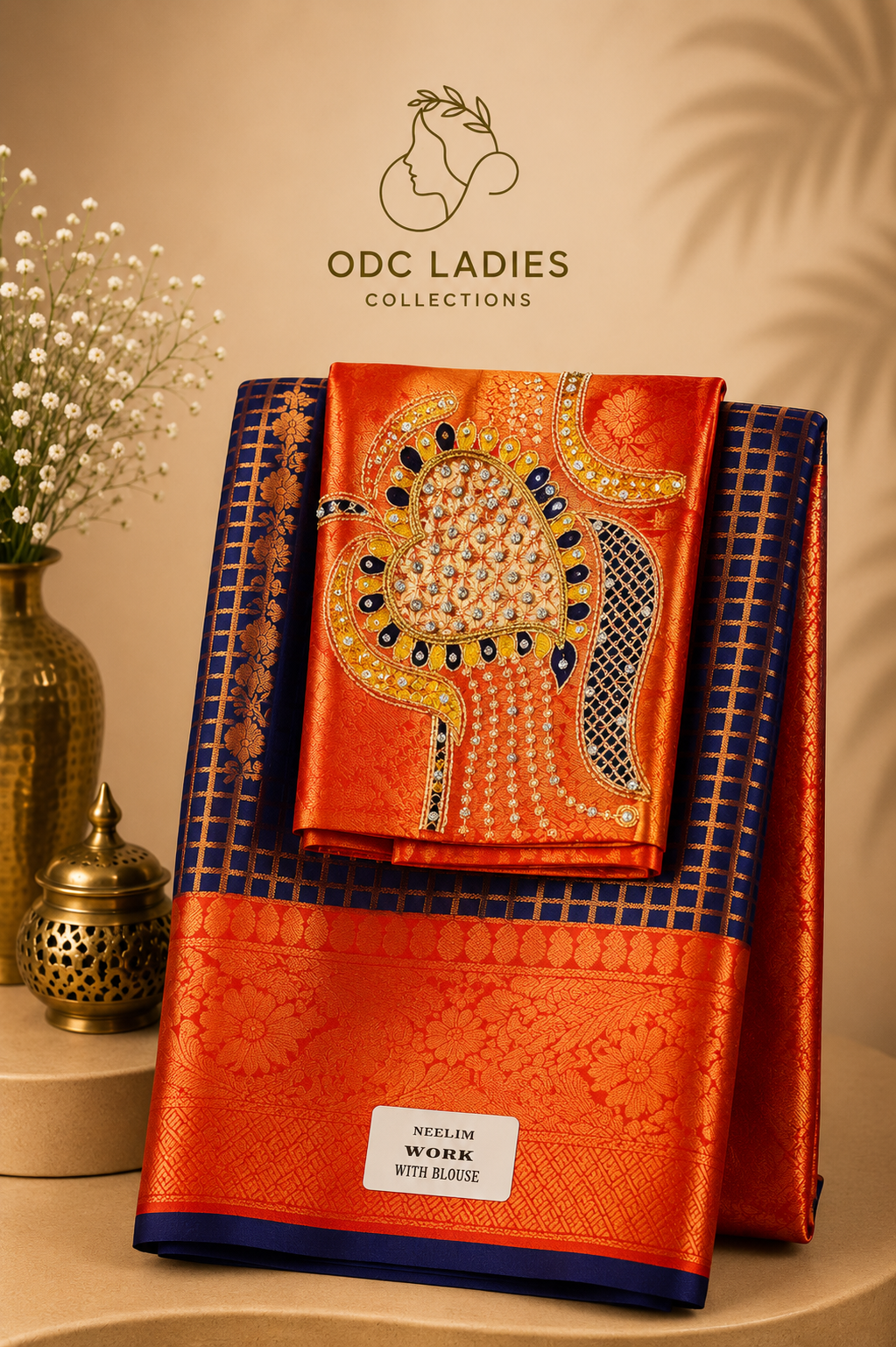 Kanji Semi Silk Vaira Oosi Pattern Checked Design Saree | S-104 | ODC Ladies Collections