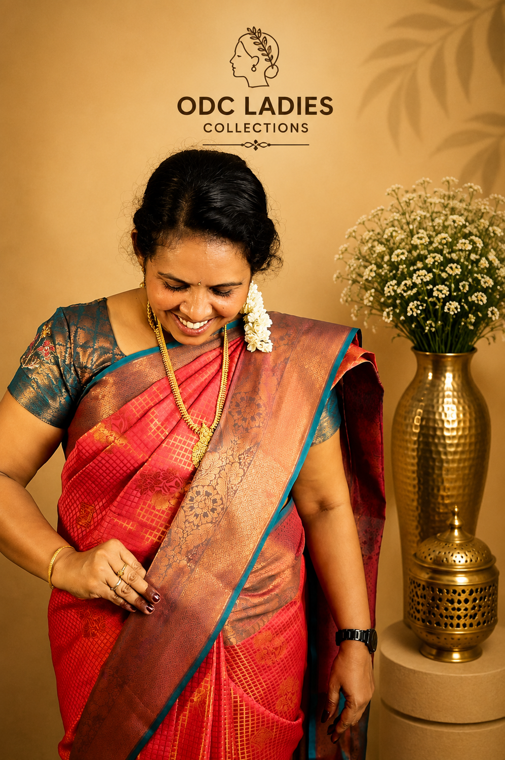 Kanji Semi Silk Vaira Oosi Pattern Checked Design Saree | S-104 | ODC Ladies Collections