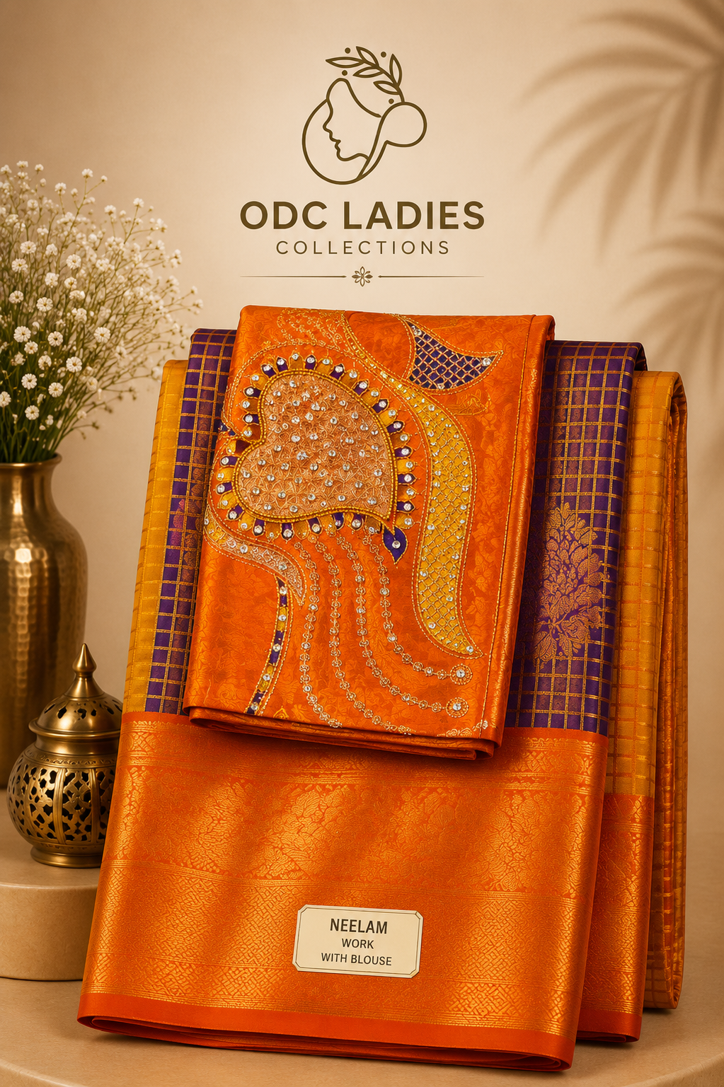 Kanji Semi Silk Vaira Oosi Pattern Checked Design Saree | S-104 | ODC Ladies Collections