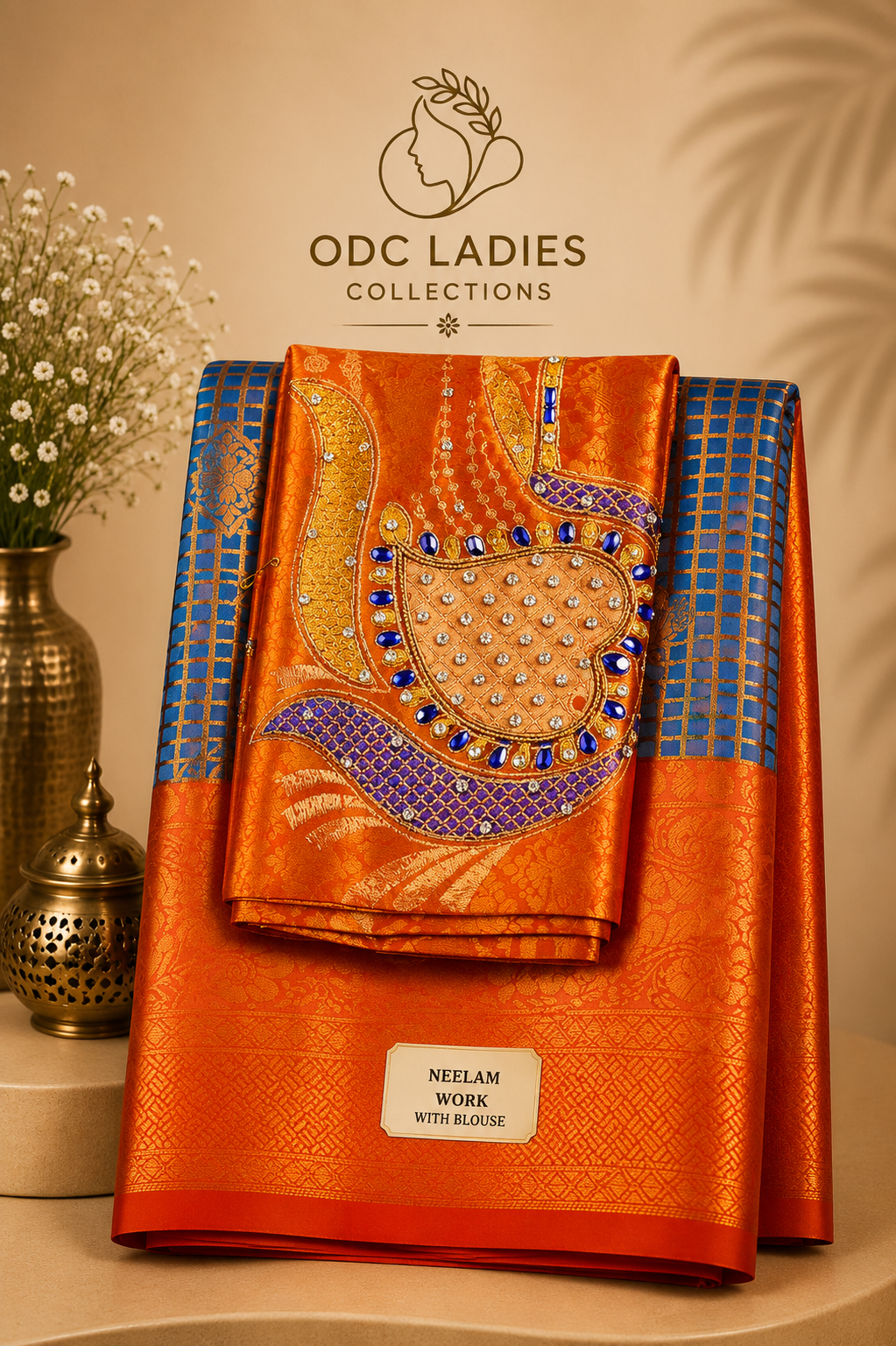 Kanji Semi Silk Vaira Oosi Pattern Checked Design Saree | S-104 | ODC Ladies Collections