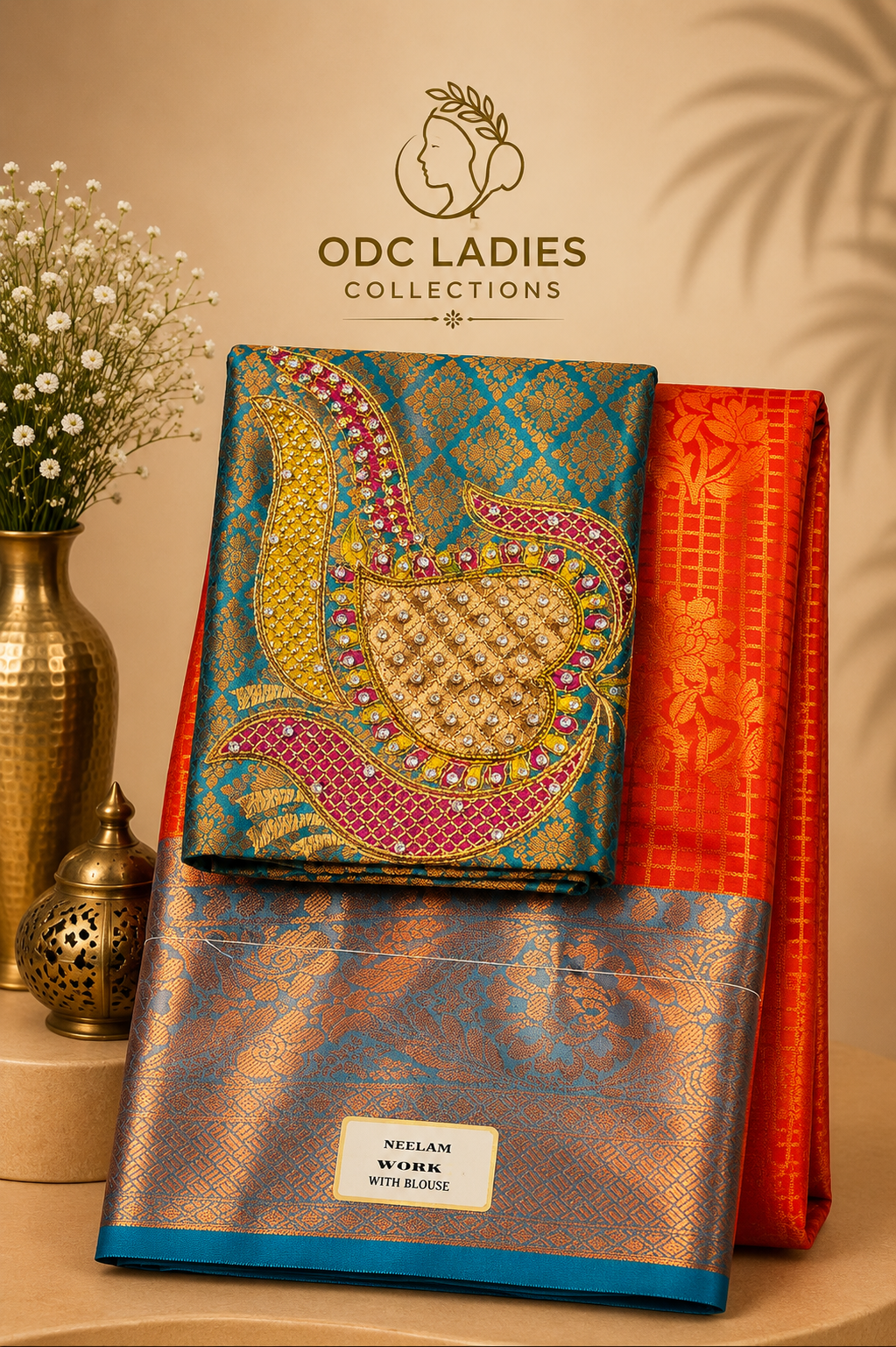 Kanji Semi Silk Vaira Oosi Pattern Checked Design Saree | S-104 | ODC Ladies Collections