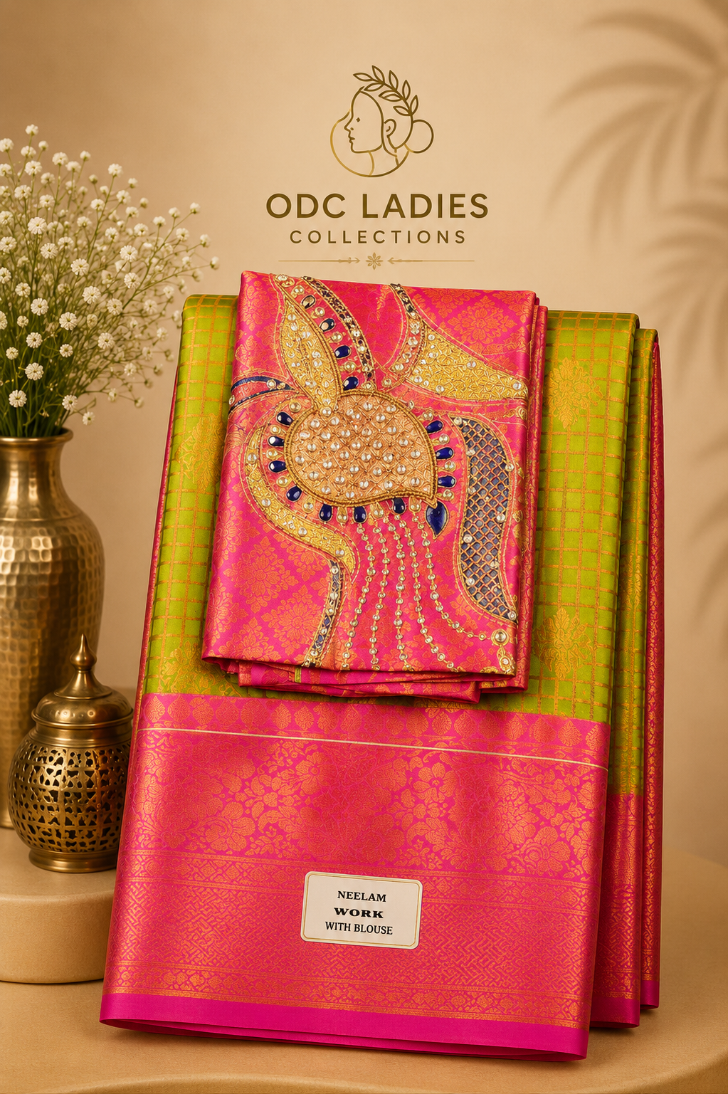 Kanji Semi Silk Vaira Oosi Pattern Checked Design Saree | S-104 | ODC Ladies Collections