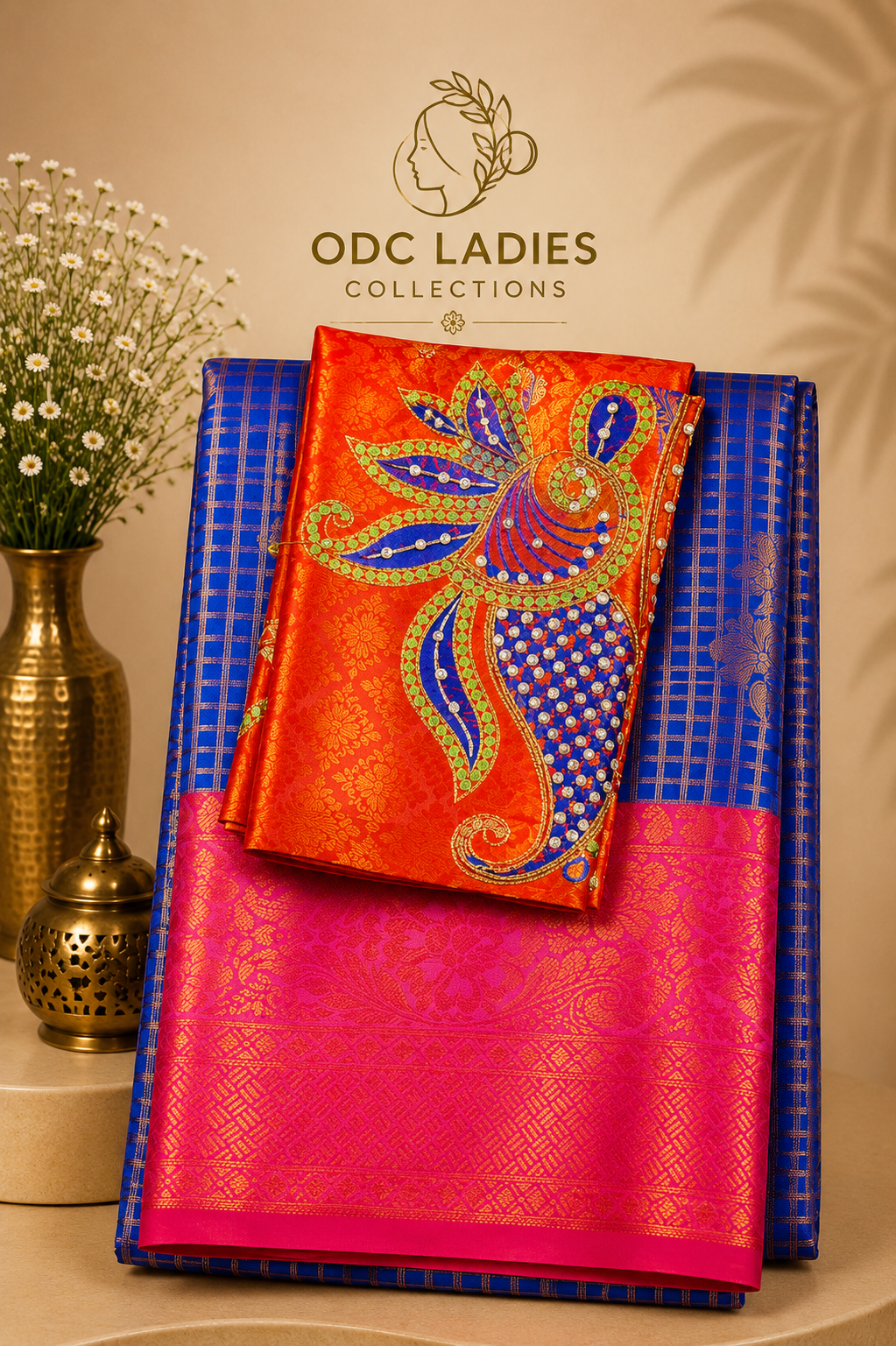 Kanji Semi Silk Vaira Oosi Pattern Checked Design Saree | S-104 | ODC Ladies Collections