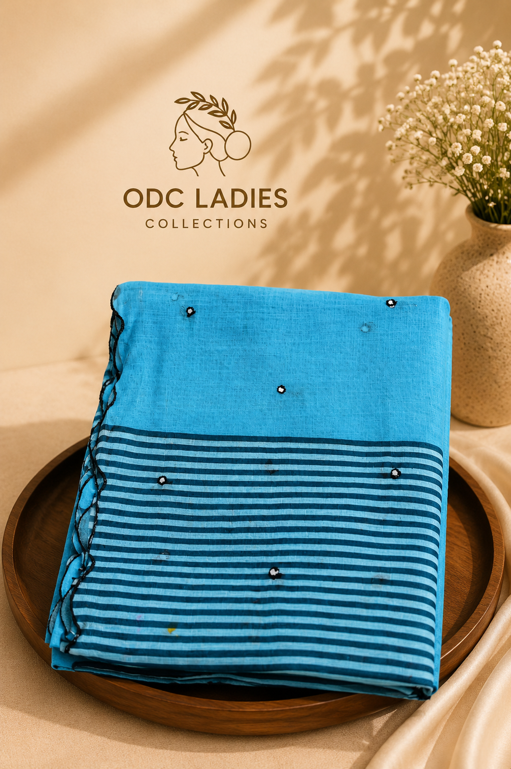 Lenin Cotton Trending Zeebra Mirror Work Saree | S-112 | ODC Ladies Collections