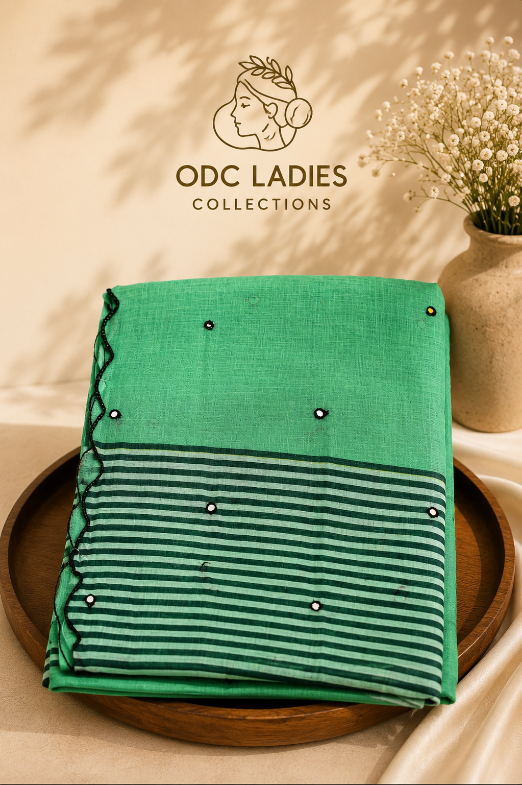 Lenin Cotton Trending Zeebra Mirror Work Saree | S-112 | ODC Ladies Collections