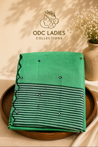 Lenin Cotton Trending Zeebra Mirror Work Saree | S-112 | ODC Ladies Collections