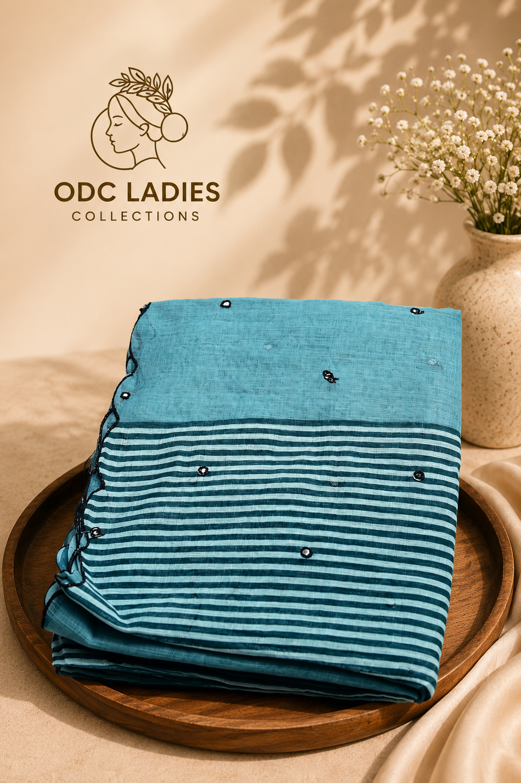 Lenin Cotton Trending Zeebra Mirror Work Saree | S-112 | ODC Ladies Collections