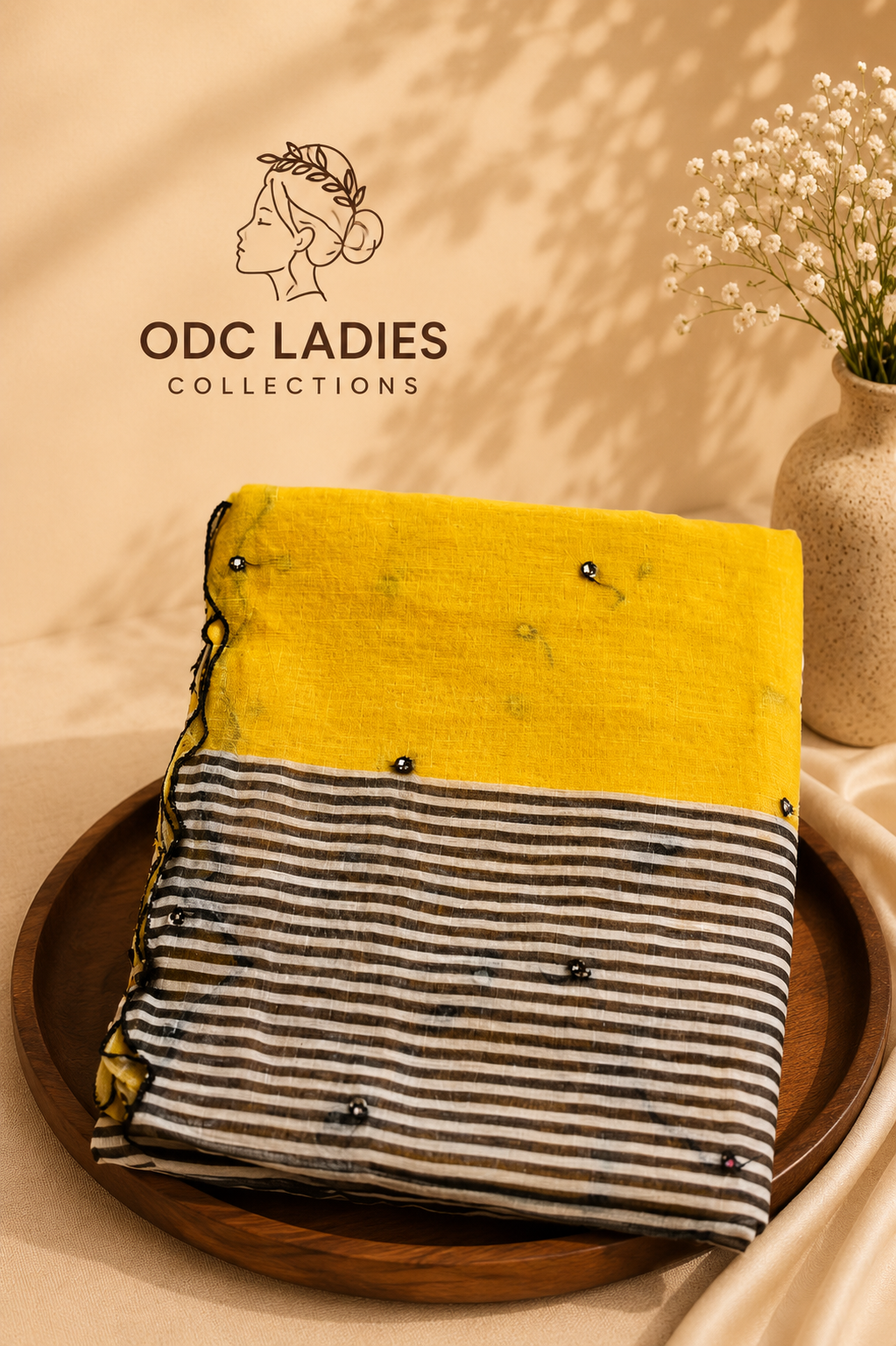 Lenin Cotton Trending Zeebra Mirror Work Saree | S-112 | ODC Ladies Collections