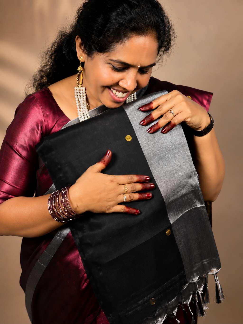 Tissue Cotton Dual Colors Gini Work Saree | S-114 | ODC Ladies Collections