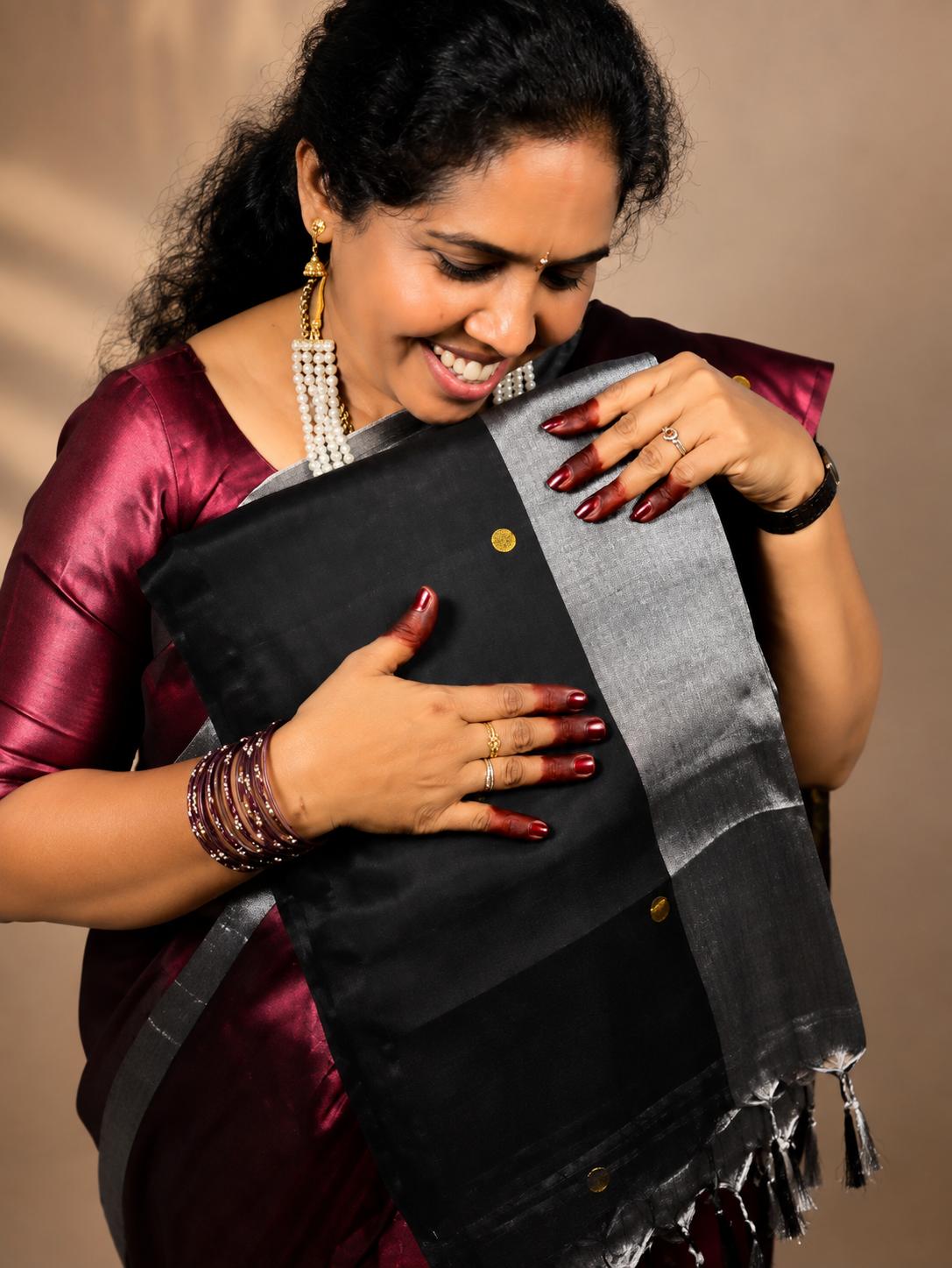 Tissue Cotton Dual Colors Gini Work Saree | S-114 | ODC Ladies Collections