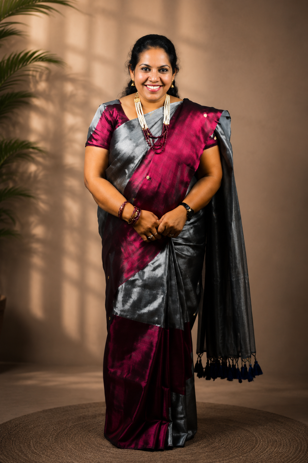 Tissue Cotton Dual Colors Gini Work Saree | S-114 | ODC Ladies Collections