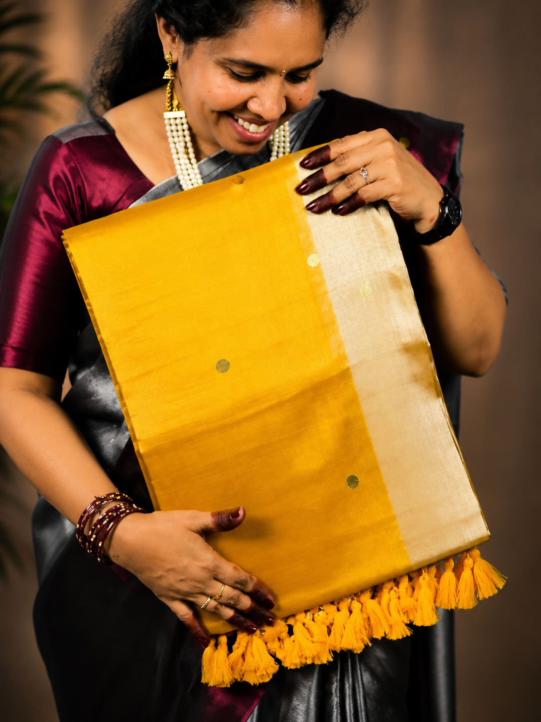 Tissue Cotton Dual Colors Gini Work Saree | S-114 | ODC Ladies Collections