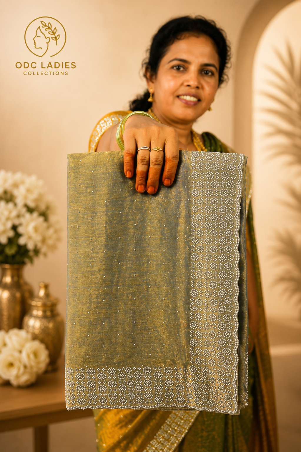 Space Silk Heavy Stone Work Saree | S-105 | ODC Ladies Collections