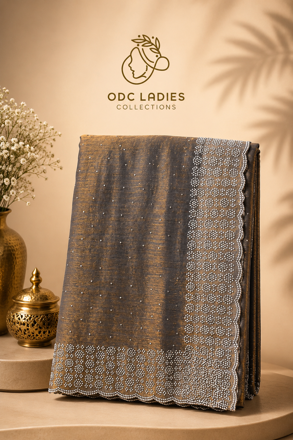 Space Silk Heavy Stone Work Saree | S-105 | ODC Ladies Collections
